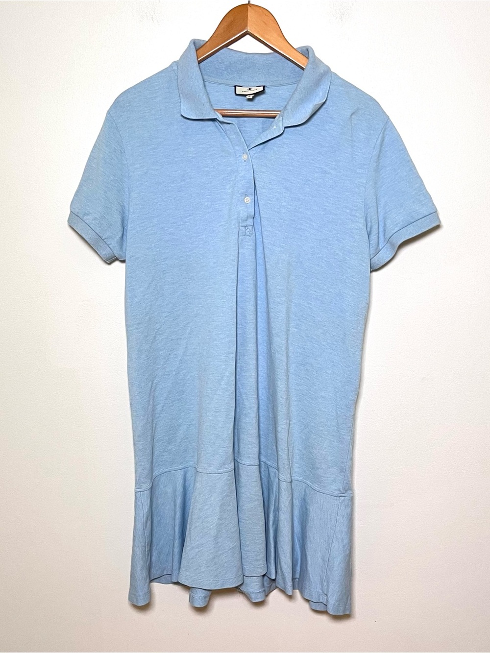Tuckernuck Pique May Polo Dress Size XL Light Blue Ruffle Hem Tan 100% Cotton